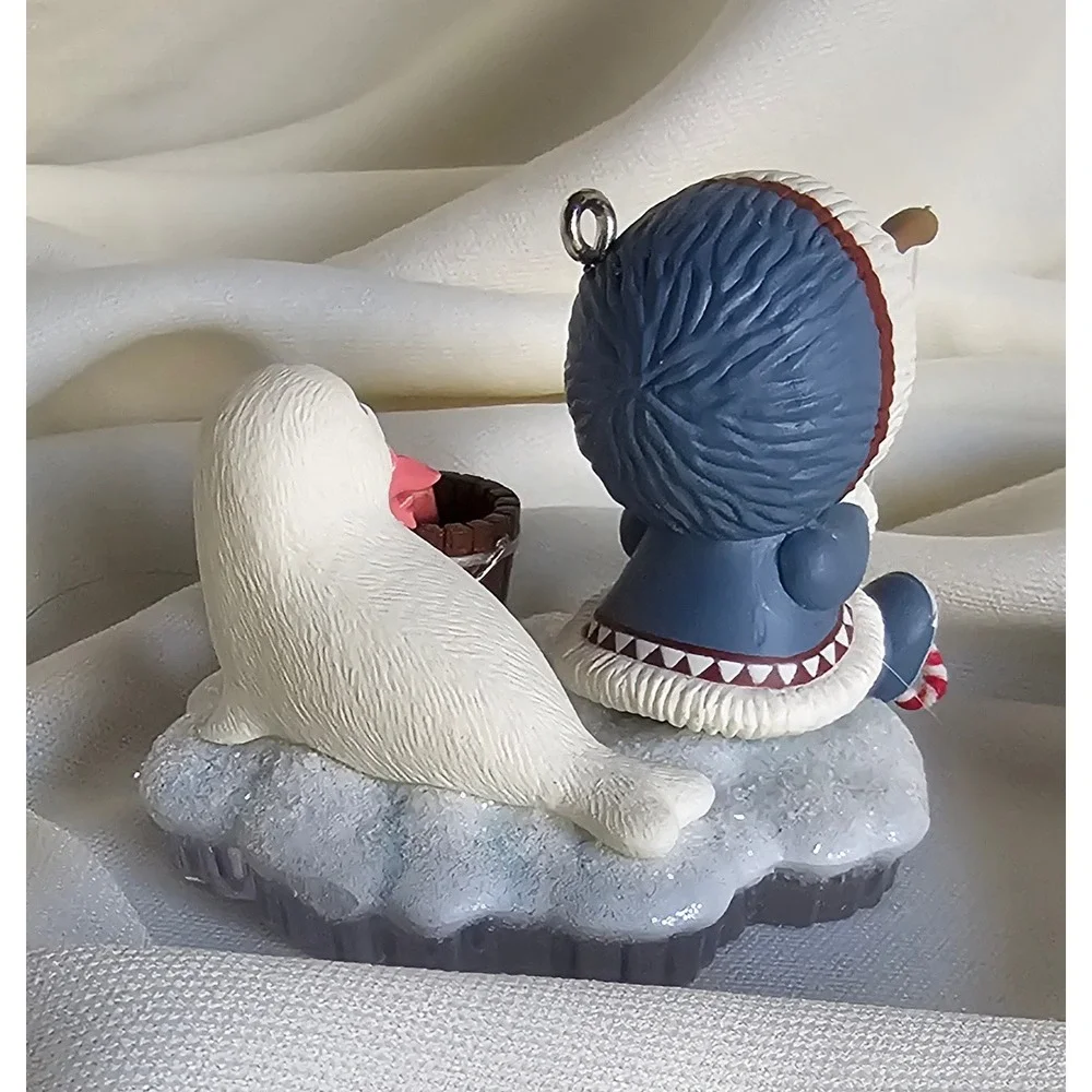 Hallmark Keepsake 2010 Ice Fishing Boy and Seal Christmas Ornament Dated Bucket